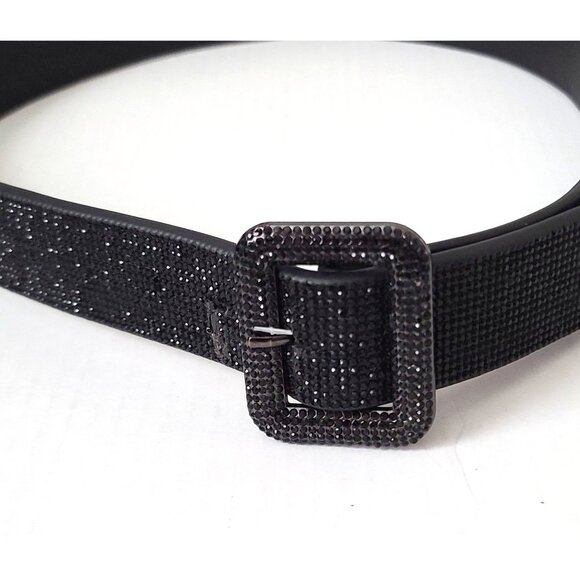 Anthropologie Square Gem Sequin Belt S Black 1 3/8\